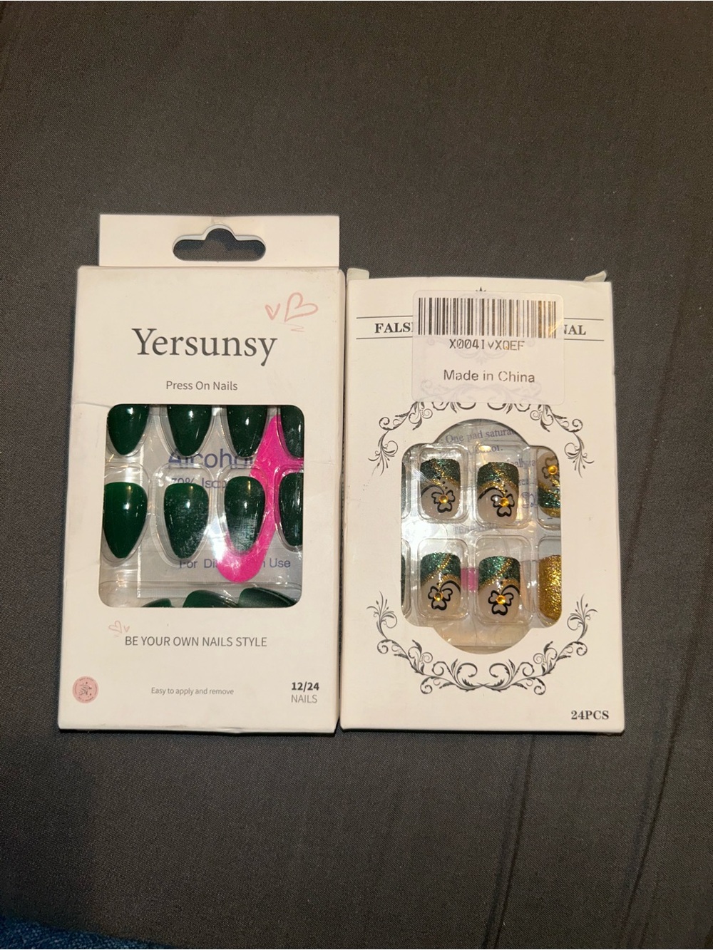 Green Press-On Nails - Elegant Deep Green Set